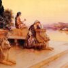 Femmes arabes élégantes sur une terrasse au coucher du soleil - Rudolf Ernst - Reproductions de tableaux et peintures haut de gamme