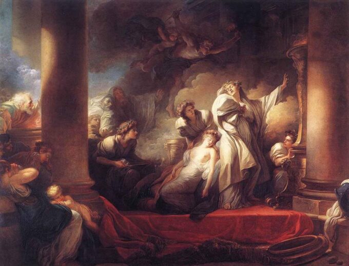 The high priest Coresus sacrifices himself to save Callirhoé - Jean-Honoré Fragonard