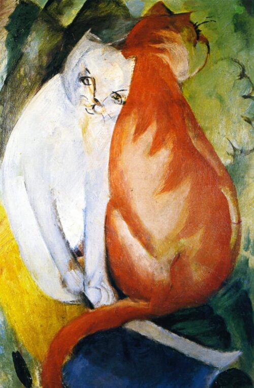 Chats, rouge et blanc - Franz Marc - Reproductions de tableaux et peintures haut de gamme