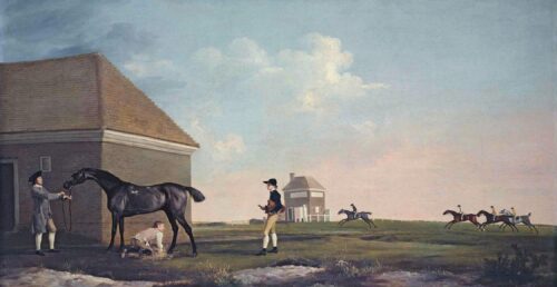 Gimcrack sur Newmarket Heath avec un entraîneur, un jockey et un garçon - George Stubbs - Reproductions de tableaux et peintures haut de gamme