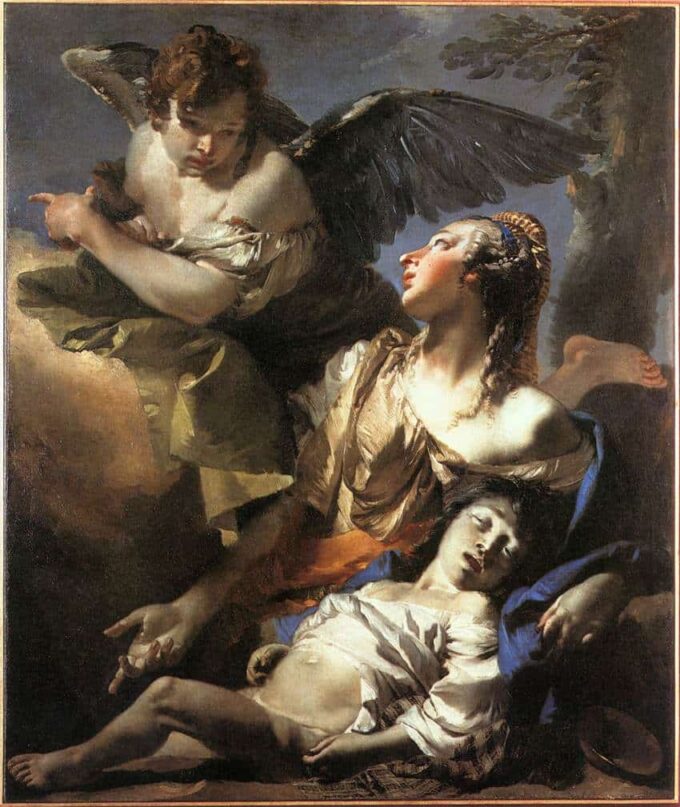 Angel saving Hagar - Giambattista Tiepolo