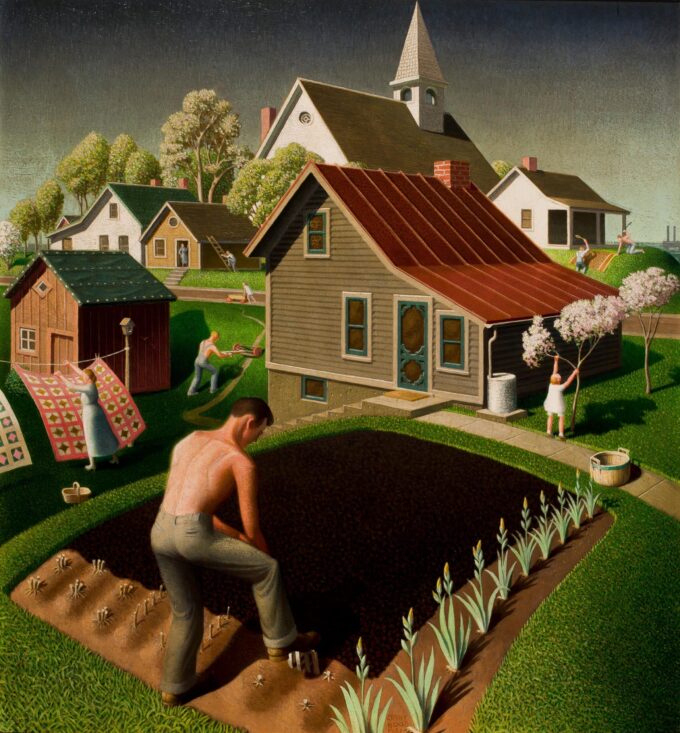 Le printemps en ville - Grant Wood - Reproductions de tableaux et peintures haut de gamme