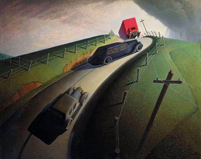 Death on the Ridge Road, 1935 – Grant Wood" Oil Painting Reproduction