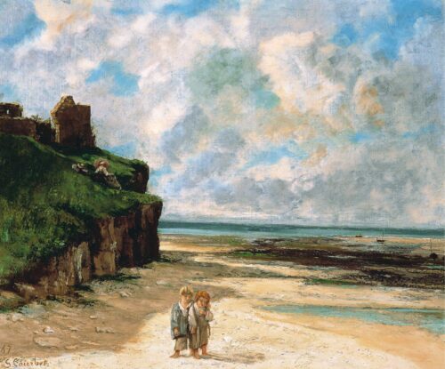 La plage de Saint-Aubin-sur-Mer - Gustave Courbet - Reproductions de tableaux et peintures haut de gamme