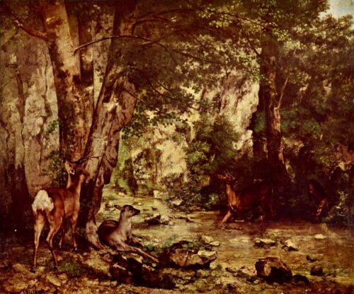 Remise de chevreuils au ruisseau de plaisir fontaine - Gustave Courbet - Reproductions de tableaux et peintures haut de gamme