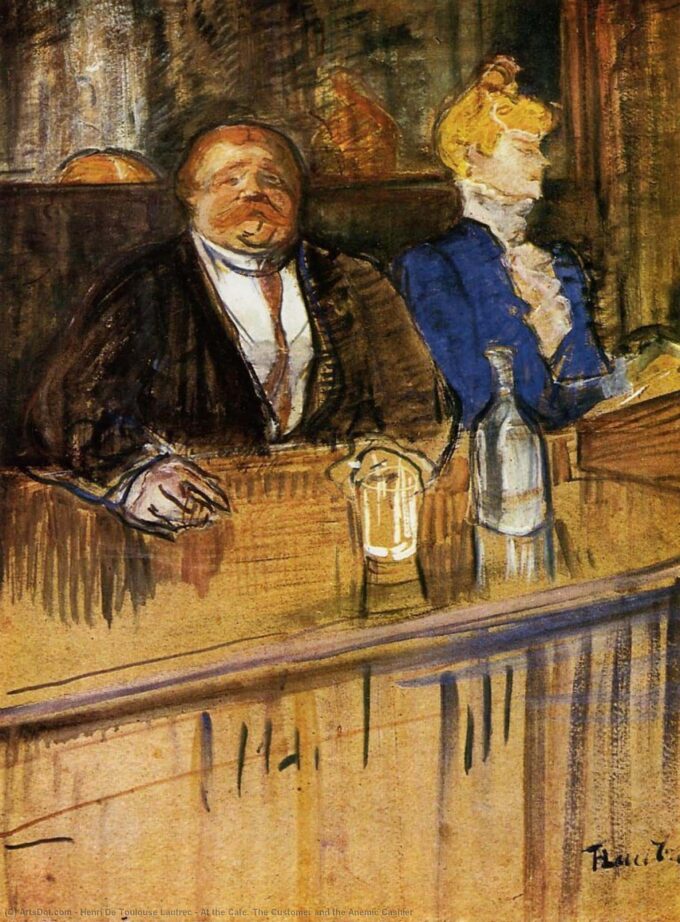 In the bar, the fat owner and the anemic cashier - Toulouse Lautrec