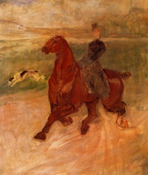 Femme cavalière et chien - Toulouse Lautrec - Reproductions de tableaux et peintures haut de gamme