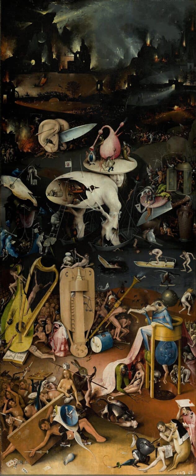 The Garden of Earthly Delights, the right inner wing (hell) - Hieronymus Bosch