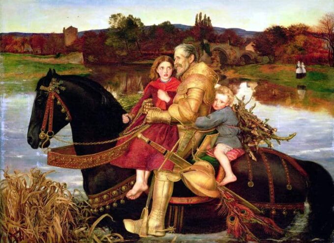 A Dream of the Past: Sir Isumbras at the Ford - John Everett Millais