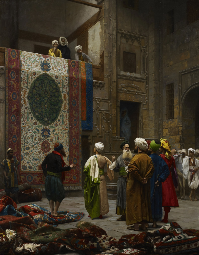 Merchant of Carpets in Cairo - Jean-Léon Gérôme Oil Painting Reproduction