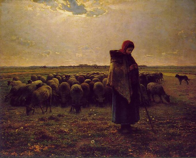 Shepherdess with her Flock - Jean-François Millet