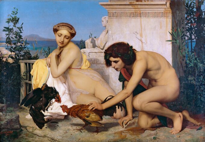 Un combat de coqs - Jean-Léon Gérôme - Reproductions de tableaux et peintures haut de gamme