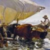 Retour de la pêche : halage de la barque - Sorolla - Reproductions de tableaux et peintures haut de gamme