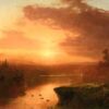 Coucher du soleil plus lac George - John Frederick Kensett - Reproductions de tableaux et peintures haut de gamme