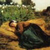 Jeune faucheur dormant sur des gerbes de blé - Jules Breton - Reproductions de tableaux et peintures haut de gamme