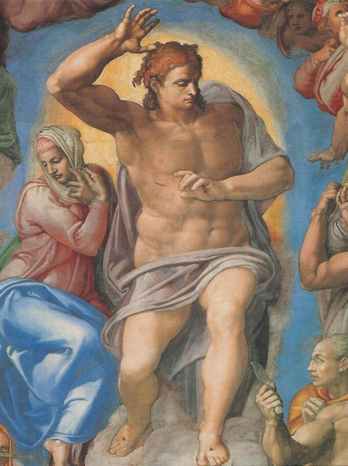 Last Judgment - Christ and Mary (Detail Sistine Chapel) - Michelangelo