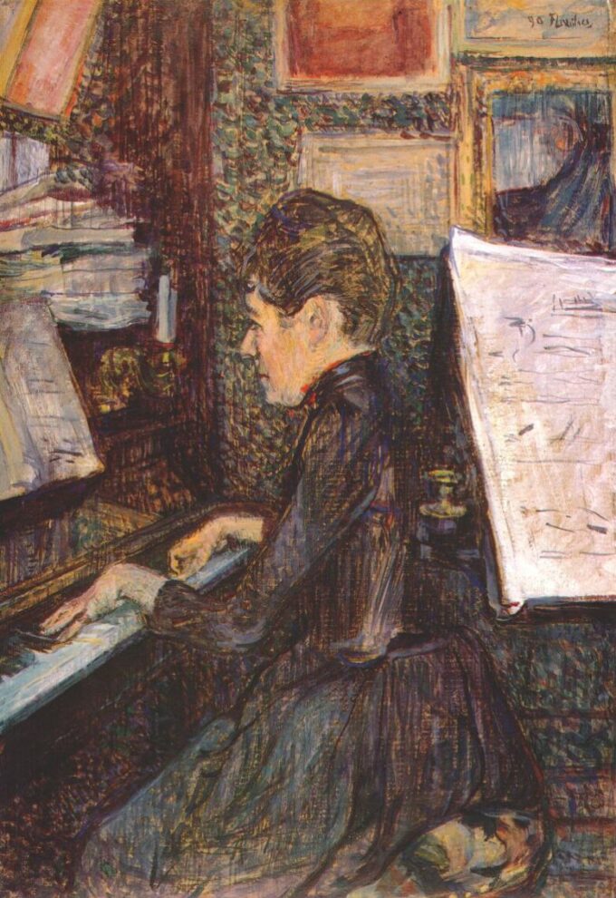 Mademoiselle Dihau at the Piano - Toulouse Lautrec Oil Painting Reproduction