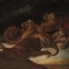 Des lions dans un paysage montagneux - Théodore Géricault - Reproductions de tableaux et peintures haut de gamme