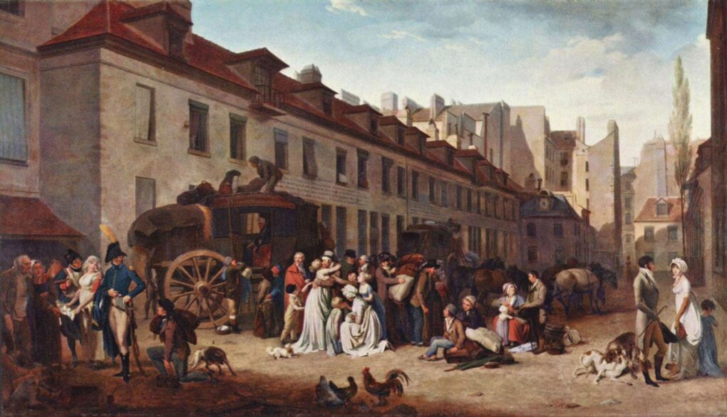 L'arrivée de la diligence - Louis Boilly - Reproductions de tableaux et peintures haut de gamme