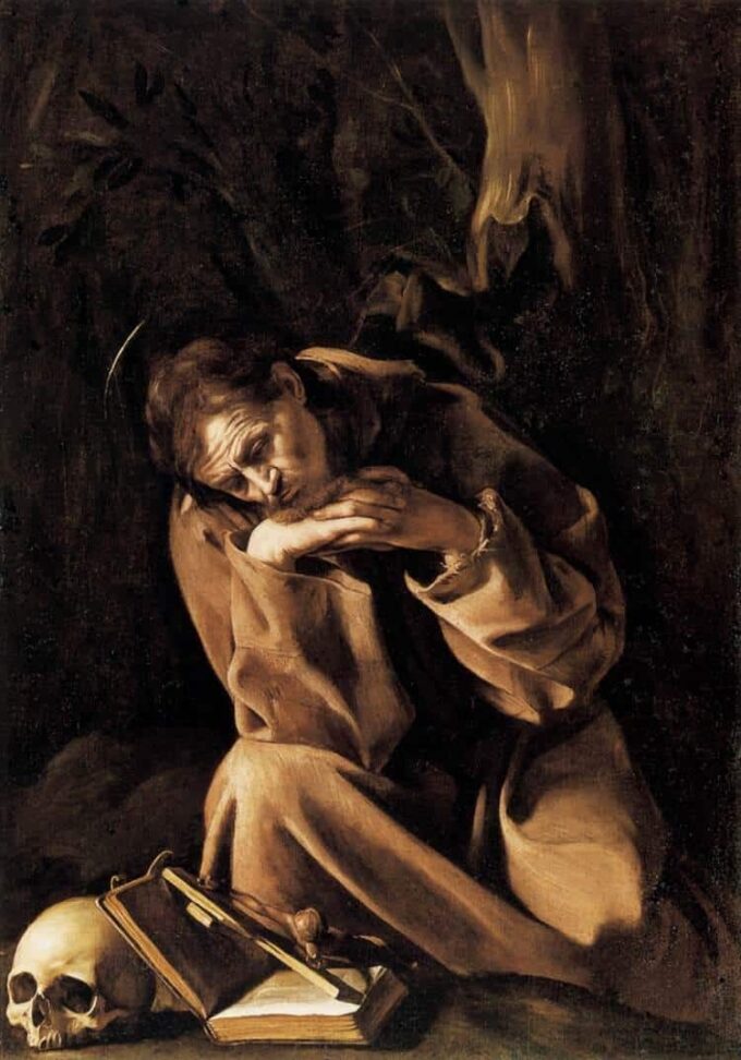 Saint Francis in Meditation on the Crucifix - Caravaggio