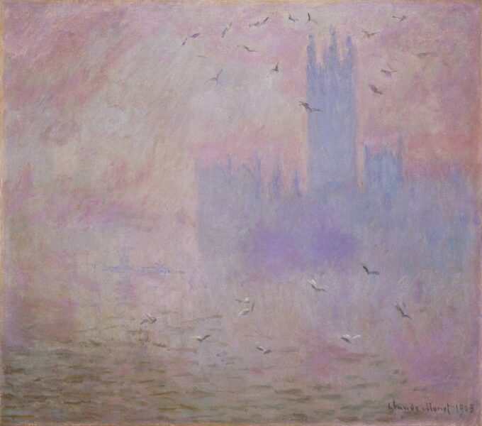 The Parliament, Seagulls (W 1612) - Claude Monet