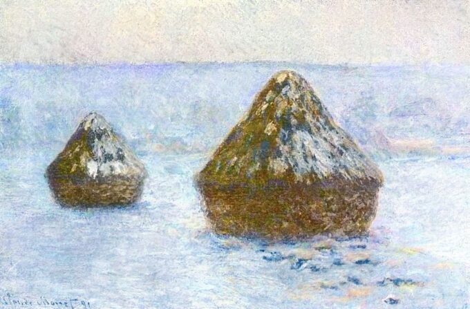 The Haystacks, Winter by Claude Monet