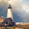 Phare de Sandy Hook - Edward Moran - Reproductions de tableaux et peintures haut de gamme