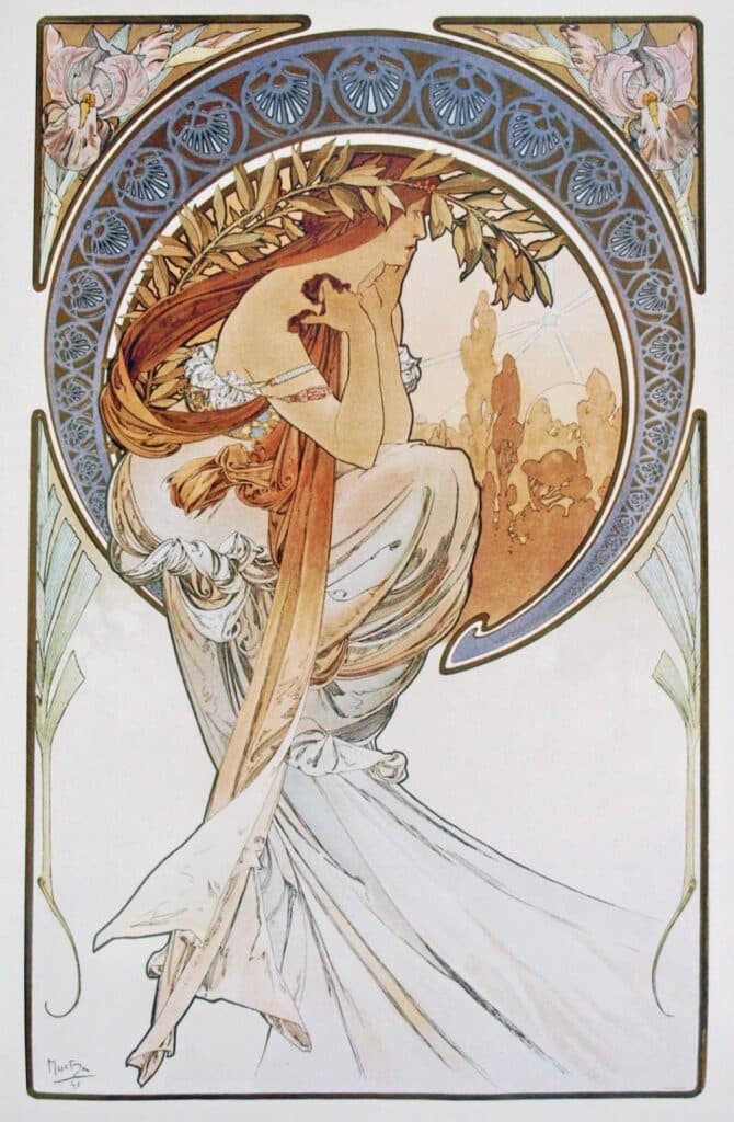 Quatre arts : poésie - Mucha - Reproductions de tableaux et peintures haut de gamme