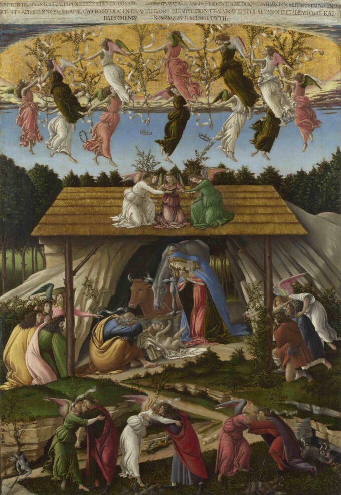 Mystical Nativity (and detail 22824) by Sandro Botticelli - Oil Painting Reproduction