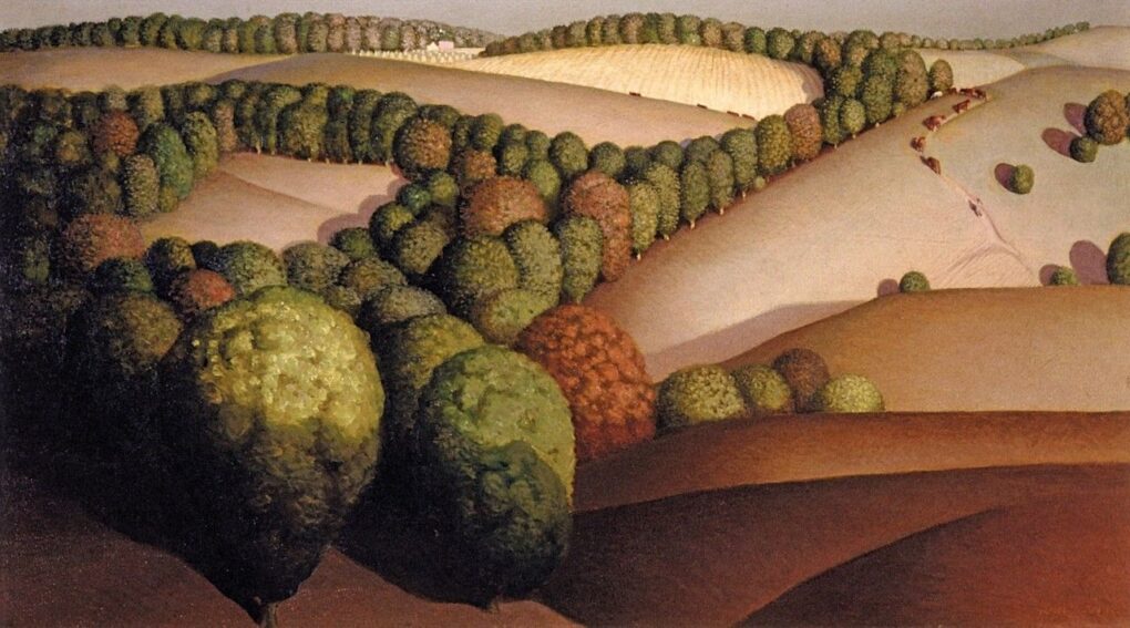 Bois près du coucher du soleil - Grant Wood - Reproductions de tableaux et peintures haut de gamme