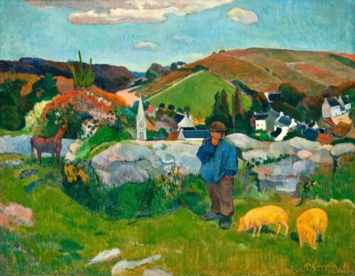 Troupeau de cochons en Bretagne - Paul Gauguin - Reproductions de tableaux et peintures haut de gamme