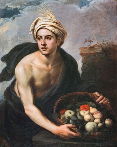 Jeune homme avec un panier de fruits (personnification de l'été) - Bartolomé Esteban Murillo - Reproductions de tableaux et peintures haut de gamme