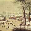 Paysage d'hiver avec patineurs et piège à oiseaux - Pieter Brueghel l'Ancien - Reproductions de tableaux et peintures haut de gamme