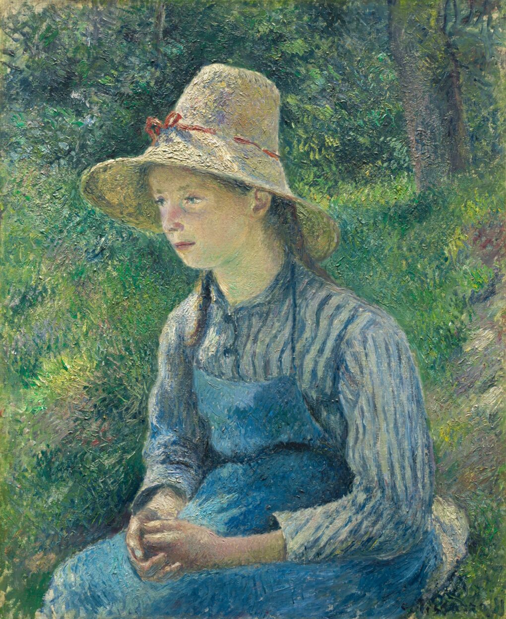 Paysanne avec un chapeau de paille - Camille Pissarro - Reproductions de tableaux et peintures haut de gamme