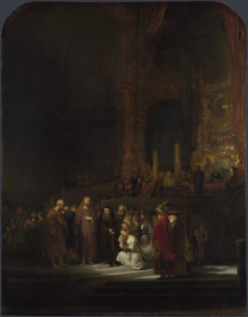 Le Christ et la Femme adultère - Rembrandt van Rijn - Reproductions de tableaux et peintures haut de gamme