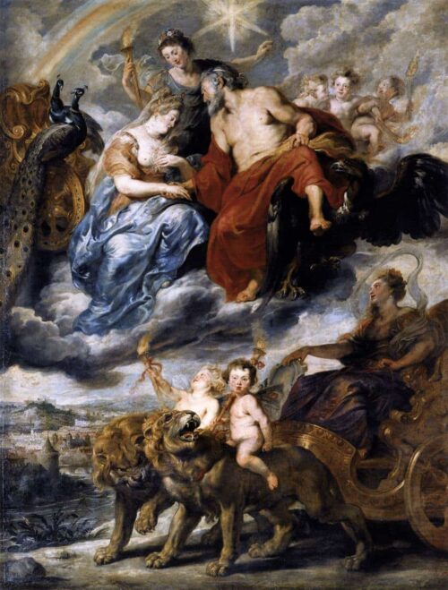 La rencontre de Marie de Médicis et d'Henri IV à Lyon (Le cycle Marie de Médicis) - Peter Paul Rubens - Reproductions de tableaux et peintures haut de gamme