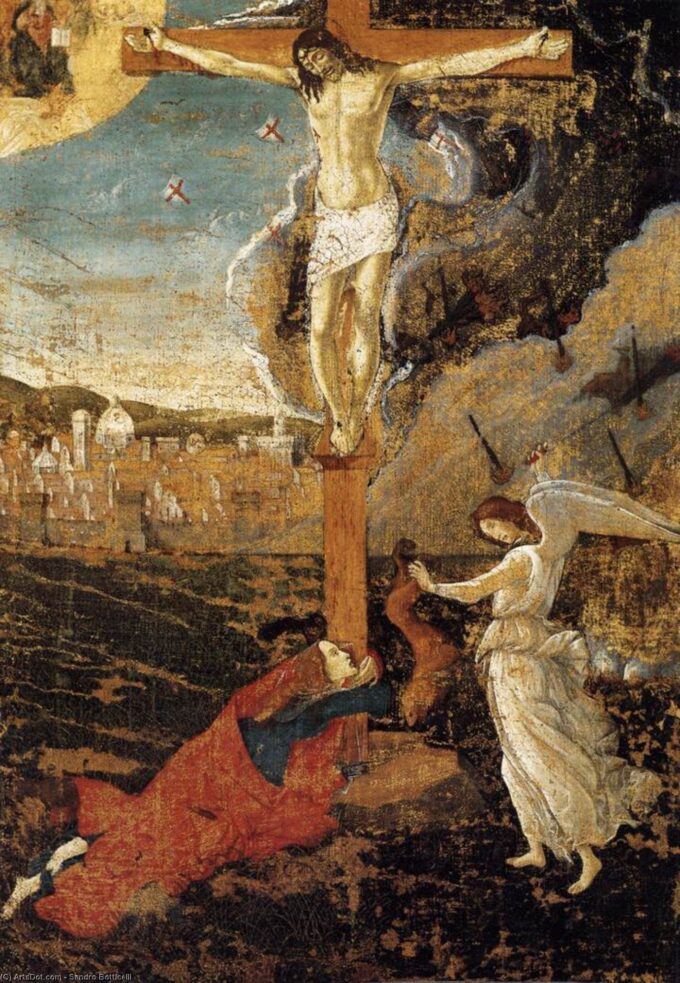 Crucifixion with Mary Magdalene and an Angel - Sandro Botticelli