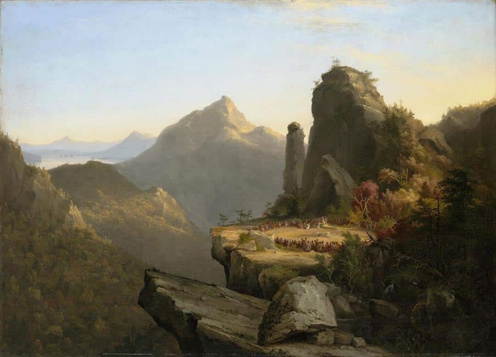 Scène du dernier des mohicans Cora à genoux aux pieds de Tamenund, 1827 - Thomas Cole - Reproductions de tableaux et peintures haut de gamme