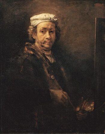 Autoportrait devant le chevalet - Rembrandt van Rijn - Reproductions de tableaux et peintures haut de gamme