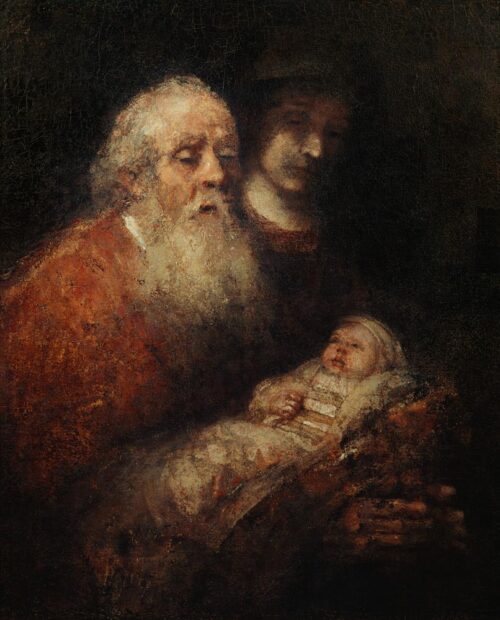 Siméon avec le petit Jésus - Rembrandt van Rijn - Reproductions de tableaux et peintures haut de gamme