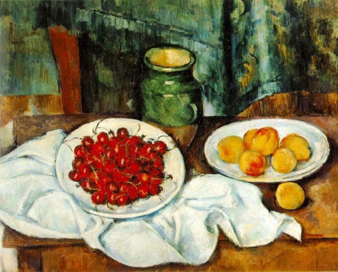 Still Life with Cherries and Peaches – Paul Cézanne Oil Painting Reproduction