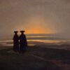 Paysage du soir avec deux hommes - Caspar David Friedrich - Reproductions de tableaux et peintures haut de gamme