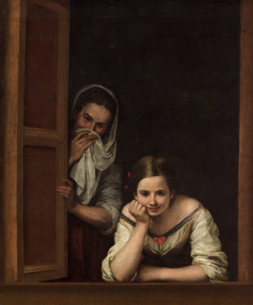 Deux femmes à une fenêtre - Bartolomé Esteban Murillo - Reproductions de tableaux et peintures haut de gamme