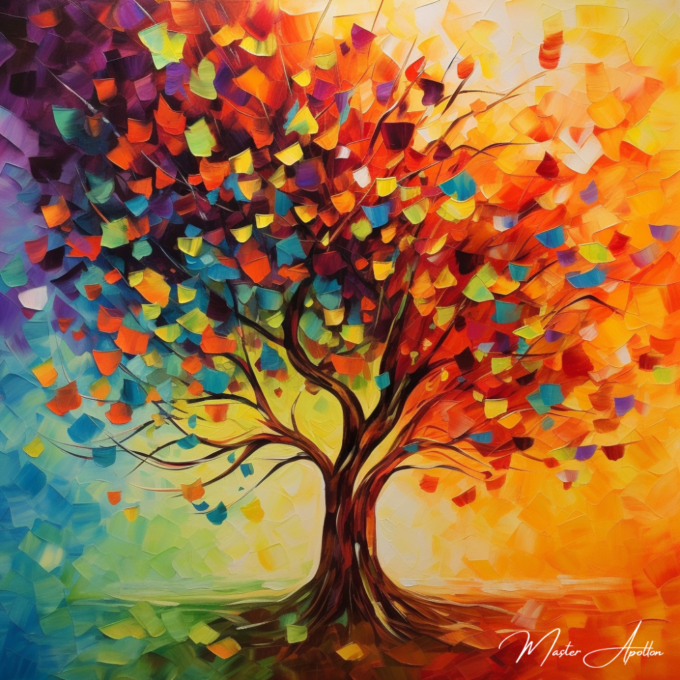 Abstract colorful tree painting