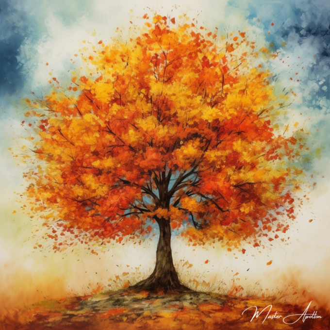 Autumn tree painting