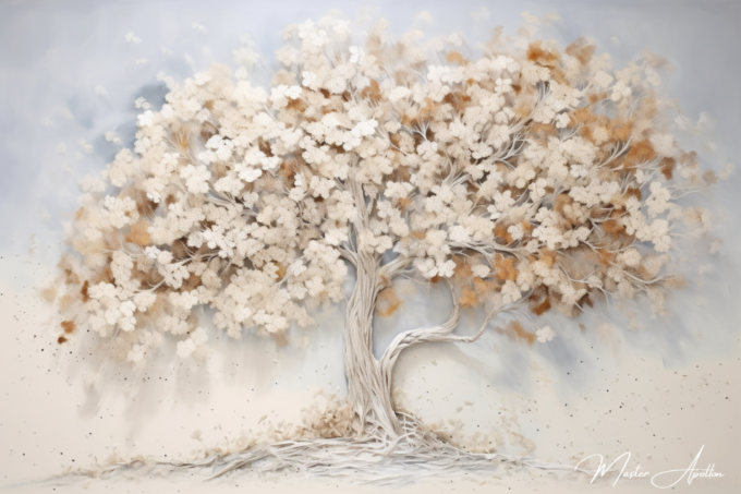 White tree with white leaves