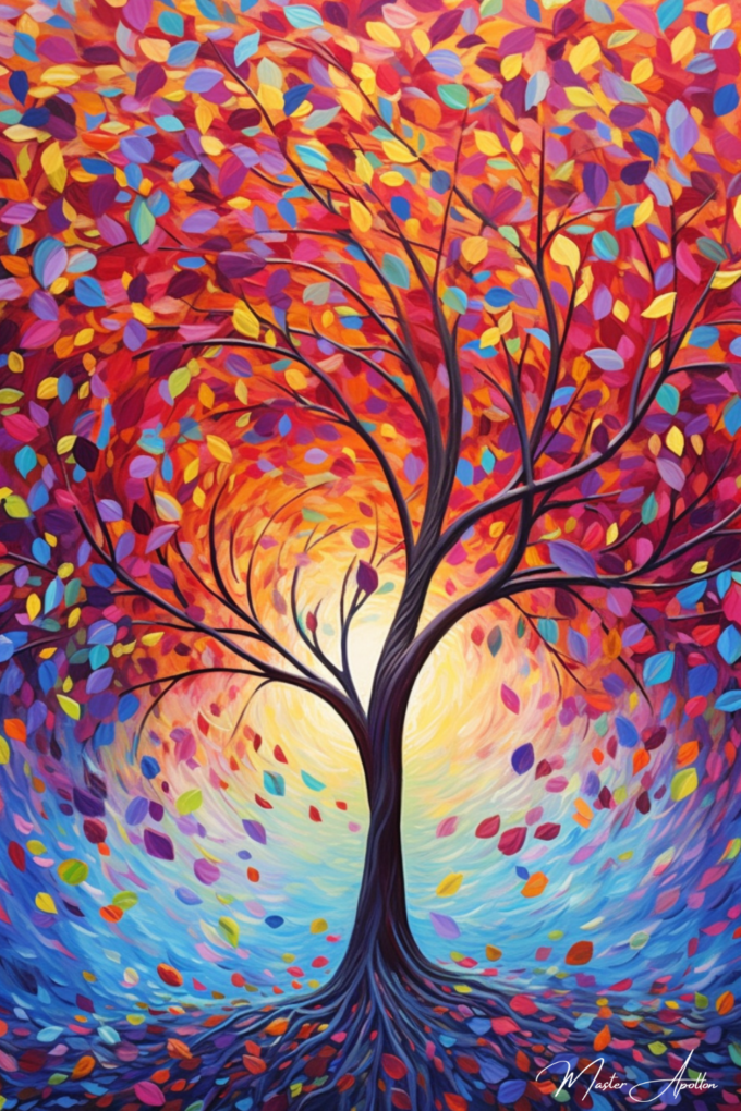 Colorful tree magic painting