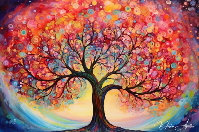 Transcendental colorful tree painting