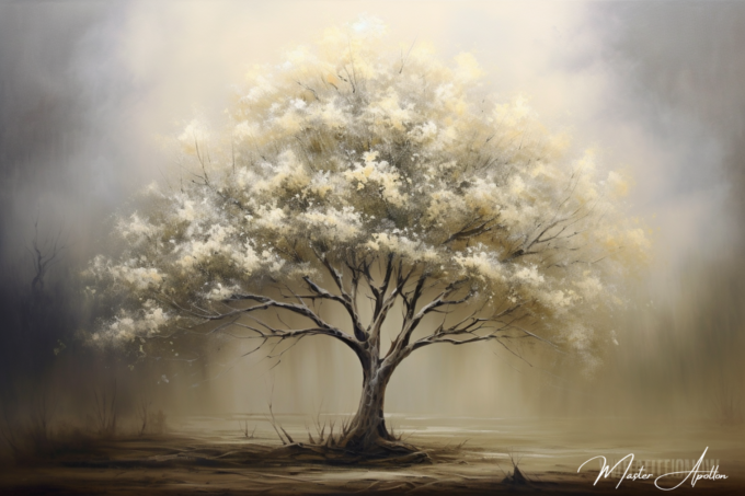 Contemporary white tree painting