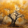 Tableau arbre contemporain jaune - Reproductions de tableaux et peintures haut de gamme